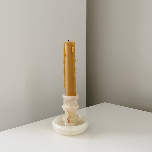 Vintage White Onyx Candle Holder - Picture 2 of 7